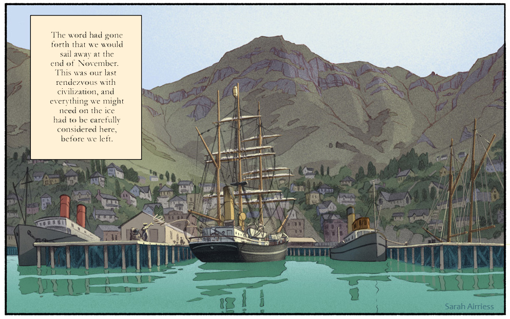 The Terra Nova arrives at Lyttelton, NZ, October 1910.
