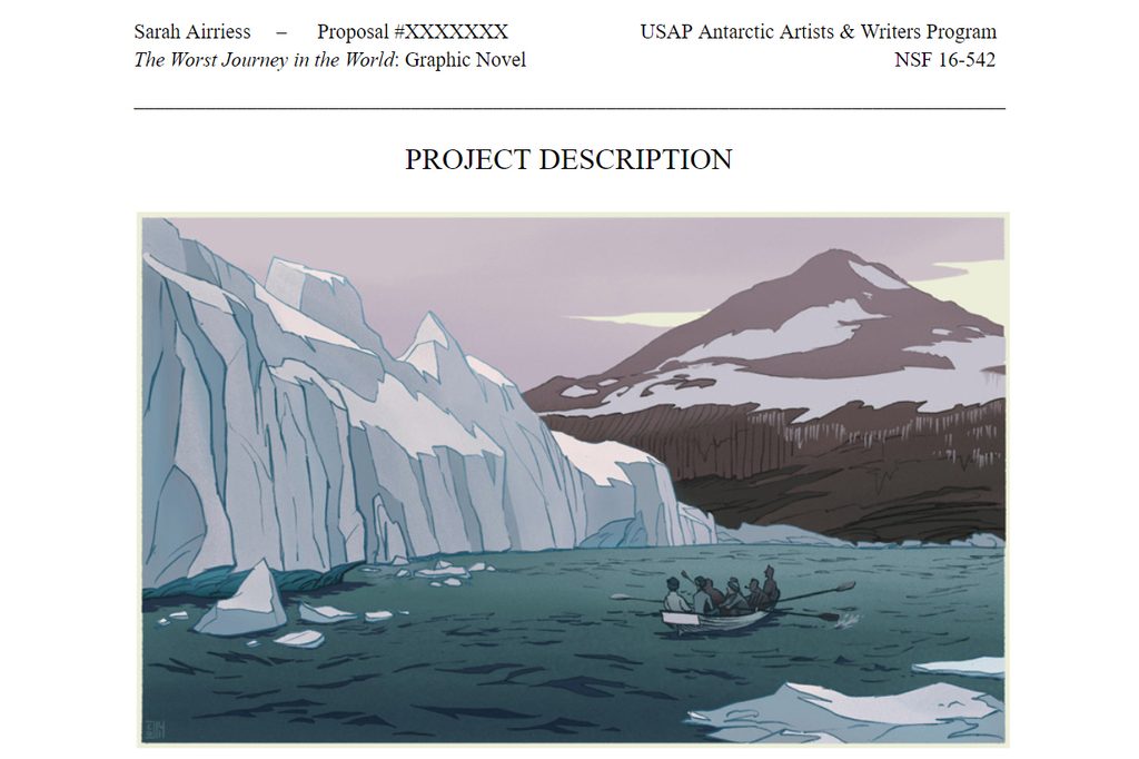 A screen capture of the front page of my grant application